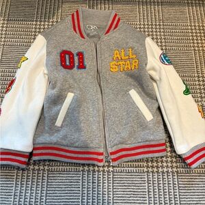 Gray and White Kids Varsity Jacket